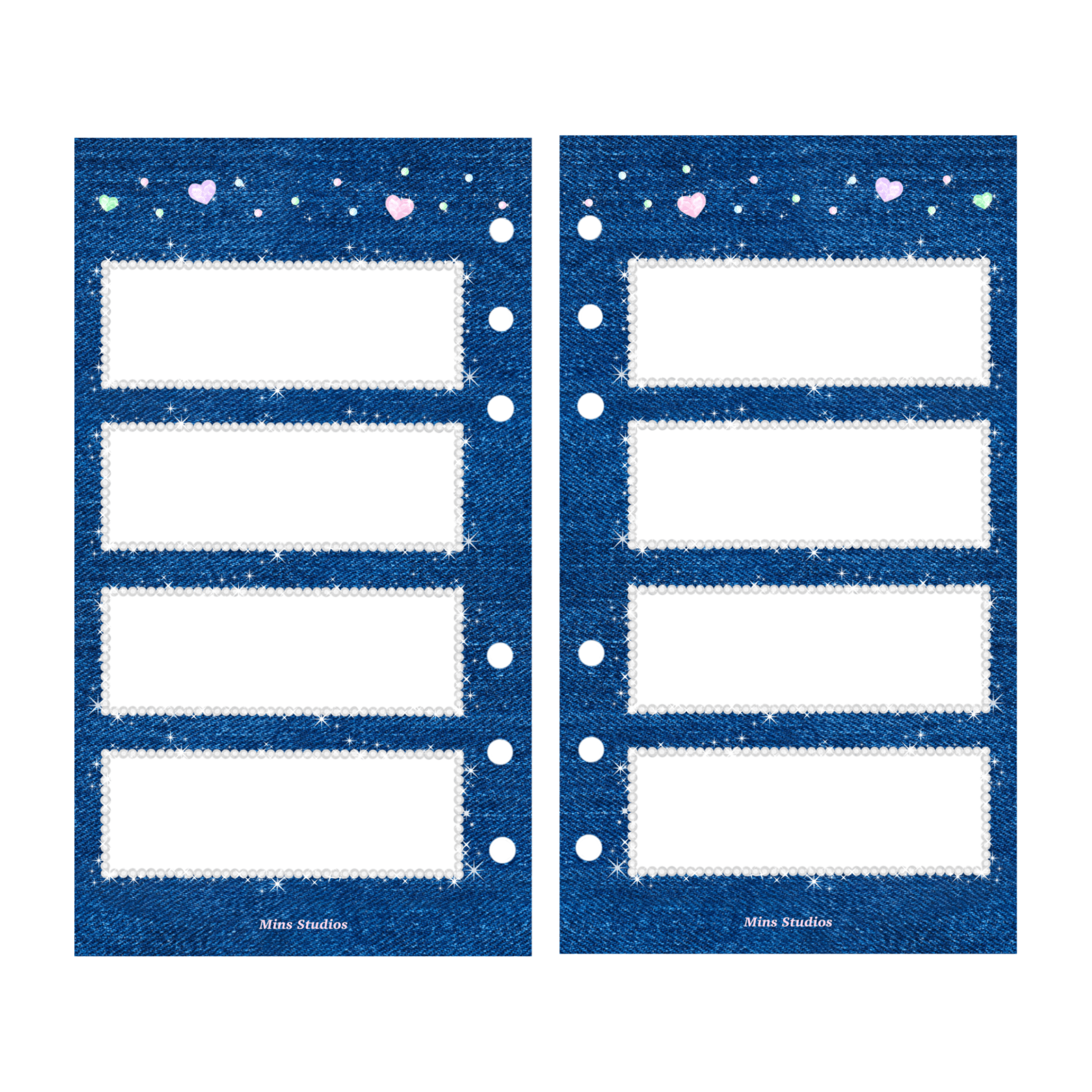 A6 Denim Weekly Binder Refill