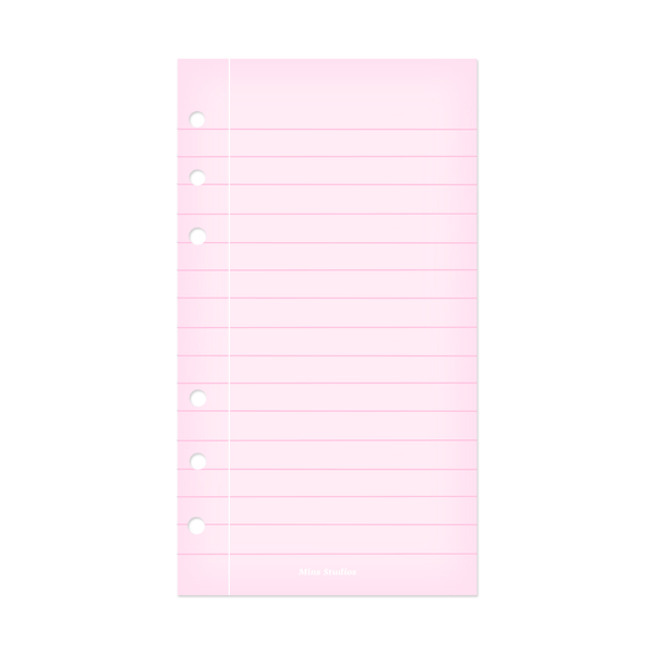 A6 Pink School Note Binder Refill