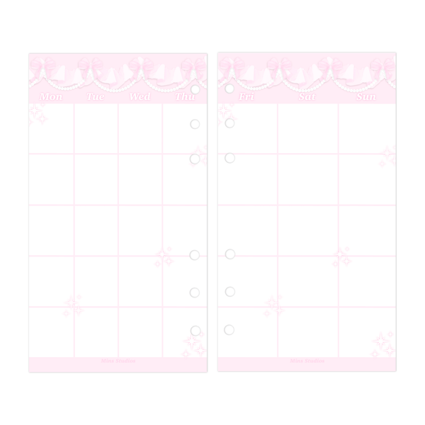 A6 Princess Monthly Binder Refill