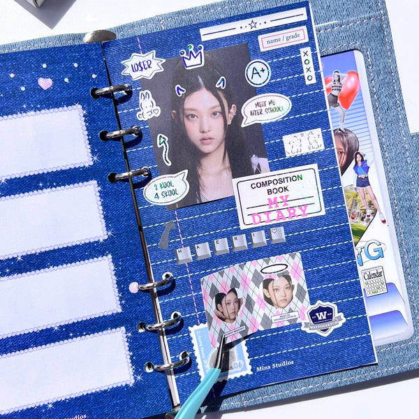 A6 Denim School Note Binder Refill