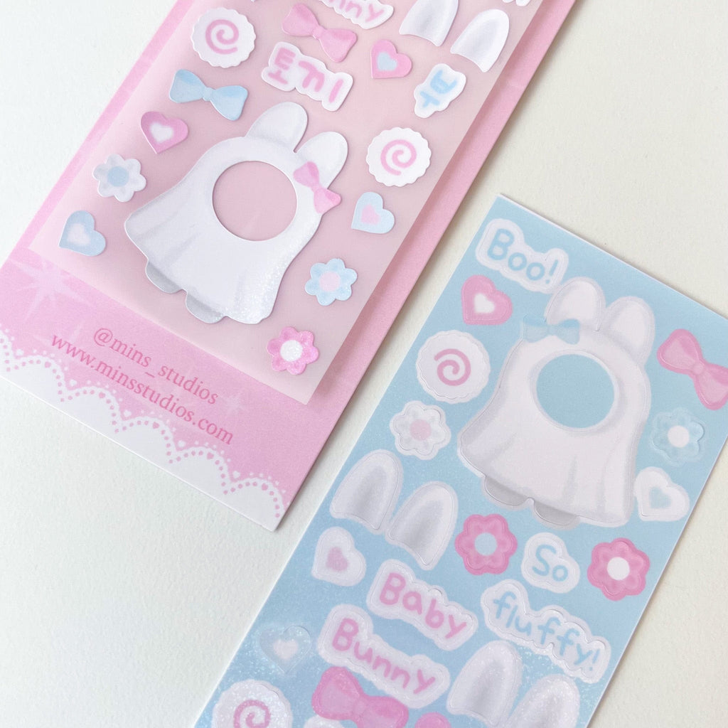 Kawaii Bear and Bunny Deco Stickers, Photo Card Deco Stickers, Toploader Deco  Sticker 